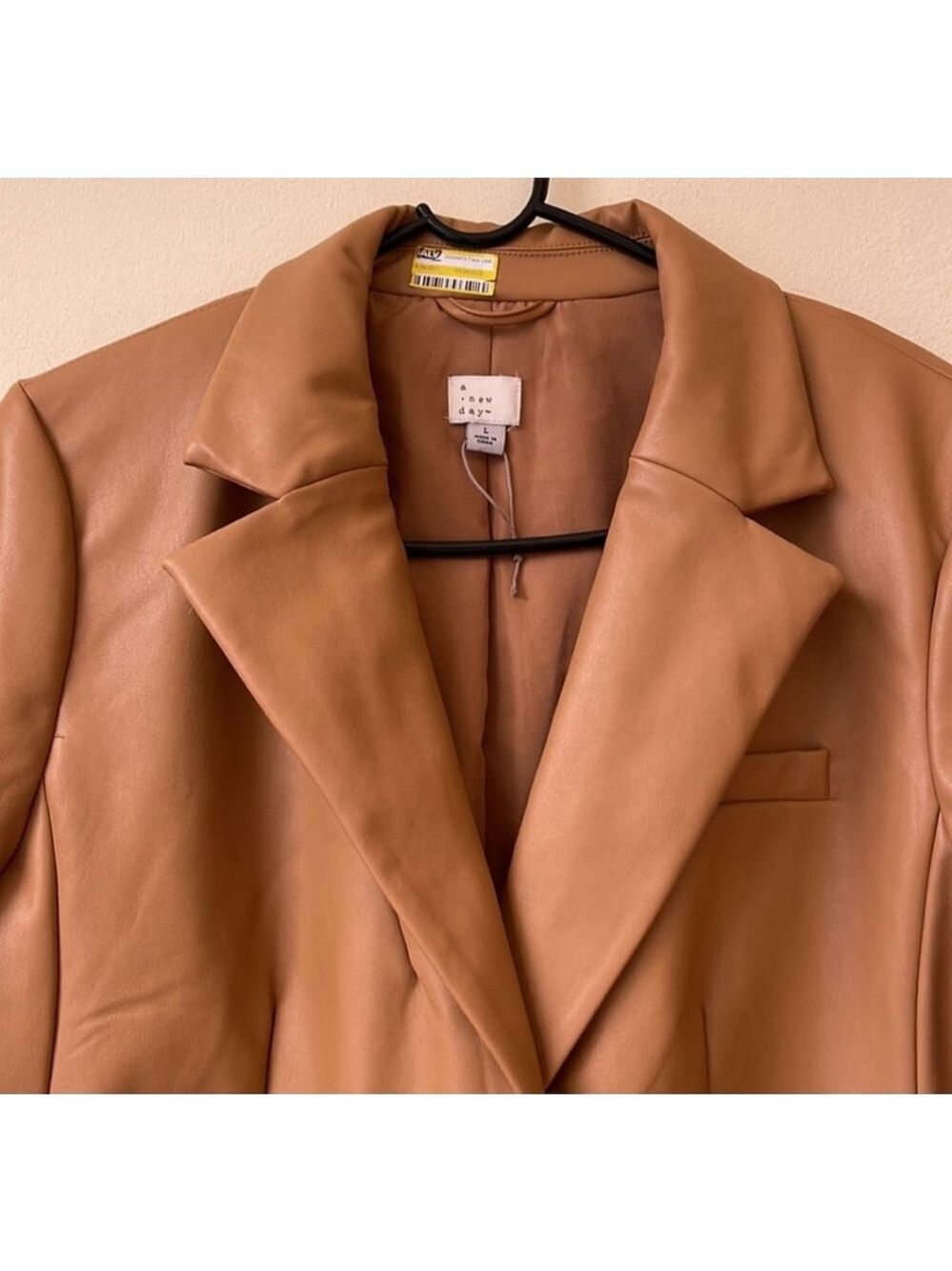 A New Day Camel Brown Faux Leather Blazer XSmall - Picture 10 of 12